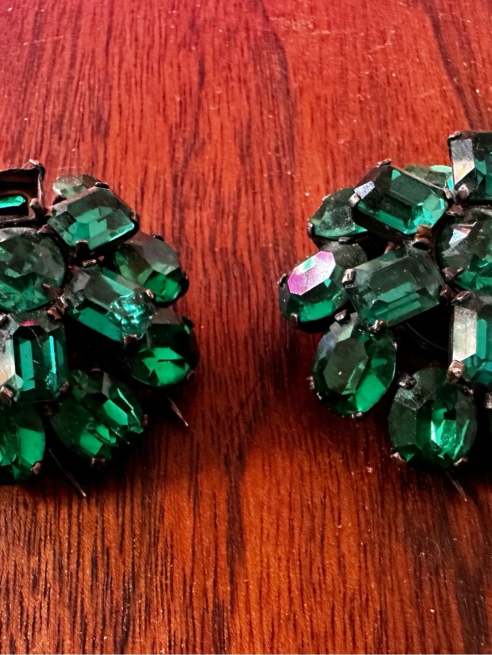 Vintage Green Crystal Cluster Sweater Clips
